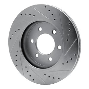Ford Expedition Brake Rotor (1) - Front Left - R1 Concepts - Drilled & Slotted - Silver - `02-`06